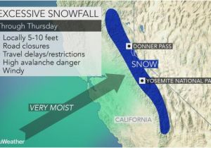 Snow Map California atmospheric River to Continue Drenching Rain Mountain Snow Over