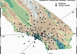 Socal California Map Stations In the southern California Seismic Network and Key Azimuths