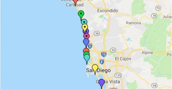 Solana Beach California Map San Diego Beaches Map Google My Maps