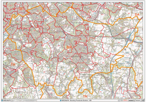 South East England Postcode Map Bromley Postcode Wall Map Br Postcode area