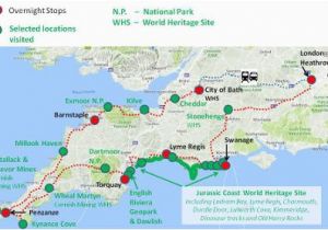 South England Coast Map Jurassic Coast and Cornwall England