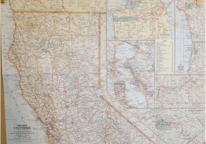 Southern California Wall Map Vintage southern California Map Wall Decor Hanging Wall Map