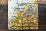 Spring Arbor Michigan Map Traverse City Michigan Map Coaster with Cork Backing Leelanau Etsy