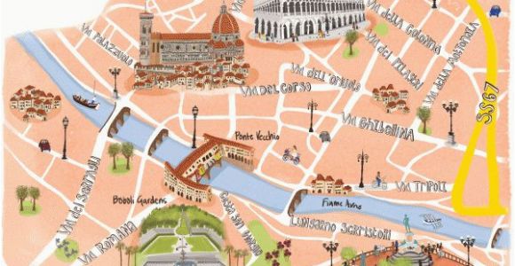 Street Map Florence Italy Florence Map by Naomi Skinner Travel Map Of Florence Italy