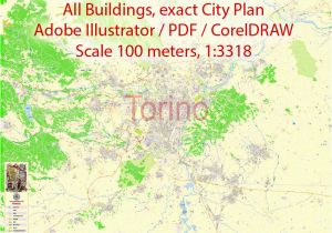Street Map Of Rome Italy Printable Printable Vector Map Turin torino Metro area City Plan All Buildings