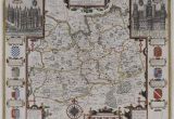 Surrey On A Map Of England John Speed Map Of Surrey England Surrey Described and