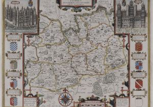 Surrey On A Map Of England John Speed Map Of Surrey England Surrey Described and