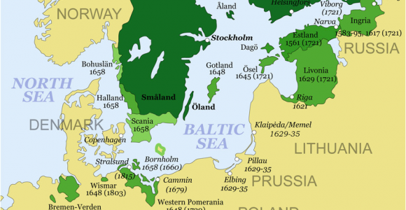 Sweden On Europe Map Map Showing the Development Of the Swedish Empire Between