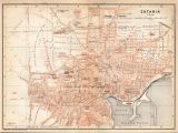 Syracuse Italy Map 1908 Catania Sicily City Map Italy Antique Map Sicilia