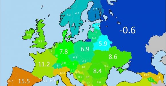 Temperature Map Europe Average Annual Temperature Of European Countries