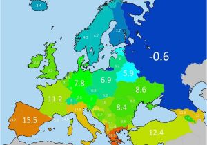Temperature Map Of Europe Average Annual Temperature Of European Countries
