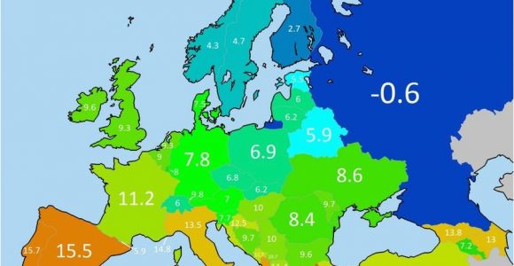 Temperature Map Of Europe Average Annual Temperature Of European Countries