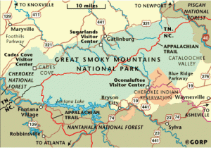 Tennessee Mountain Ranges Map the Great Smoky Mountains National Park In Nc Tn Blue Ridge