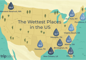 Texas Annual Rainfall Map Map Of the Wettest Places In the Usa