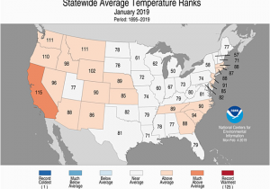 Texas Average Temperature Map National Climate Report January 2019 State Of the Climate