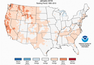 Texas Average Temperature Map National Climate Report January 2019 State Of the Climate