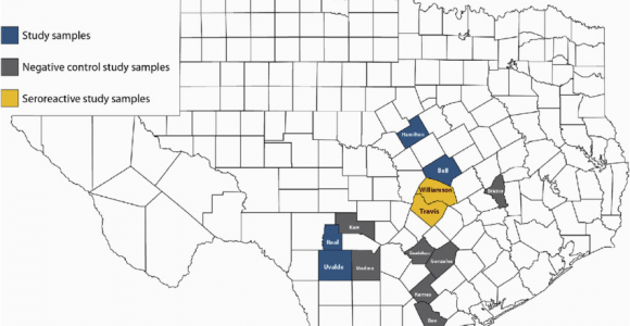 Texas Deer Population Map Texas Map Showing 14 Counties In which White Tailed Deer Wtd Were