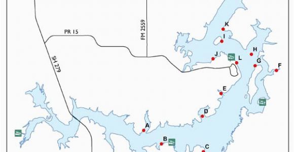 Texas Lake Finder Map Fish attractors In Lake Brownwood