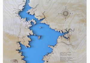 Texas Map with Lakes Lake Buchanan Texas Wood Laser Cut Map Lake Buchanan Texas