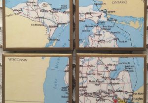 Three Rivers Michigan Map Amazon Com Coasters Personalized Michigan Map Coasters with Heart