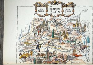 Toledo Spain tourist Map Vintage Spain Map Showing Madrid Spain and toledo Travel