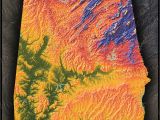 Topographic Map Of Alabama Colorful Alabama Wall Map topographical Physical Features