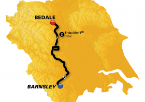 Tour De France 2014 Yorkshire Route Map Stage 2 Barnsley to Bedale 132km tour De Yorkshire 2