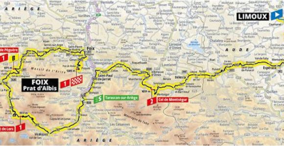 Tour De France Stage 15 Map 15 Etapa Limoux Foix tour De France 2019