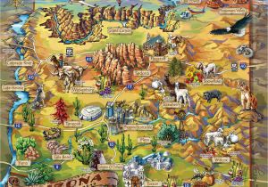 Tourist Map Of Arizona Illustrated Arizona Map Tristan S Hideout A O Arizona Arizona