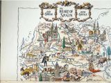 Tourist Map Of toledo Spain Vintage Spain Map Showing Madrid Spain and toledo Travel Wall