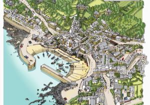 Town Map Of England Pictorial Map Of Mousehole A Small Cornish town with A Very