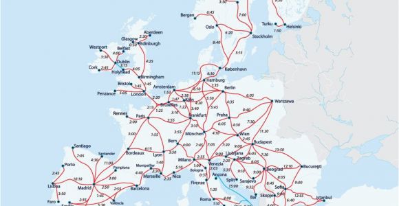 Train In Europe Map European Railway Map Europe Interrail Map Train Map