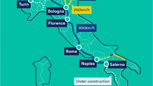 Train Map Of Italy Trenitalia Map with Train Descriptions and Links to Purchasing