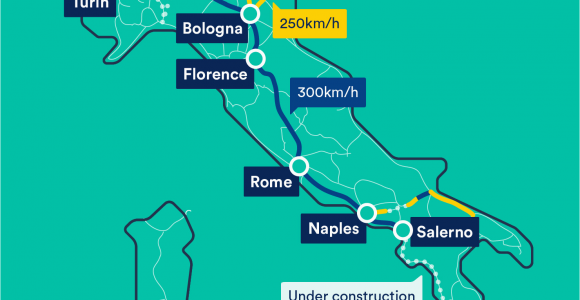 Trains In Italy Map Trenitalia Map with Train Descriptions and Links to Purchasing