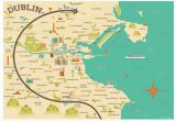 Tralee Ireland Map Illustrated Map Of Dublin Ireland Travel Art Europe by