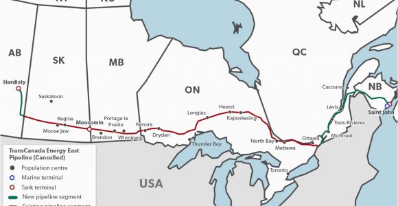 Trans Canada Pipeline Map Pipelines In Canada the Canadian Encyclopedia