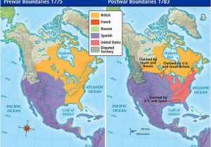 Treaty Map Of Canada Pre War and Post War Borders In northern America In 1775 1783