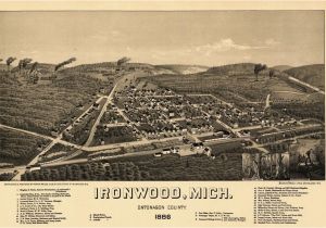 Up Of Michigan Map Historic Map Of Ironwood Michigan 1886 Ontonagon County Kjaposters