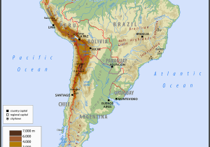 Us and Canada Physical Features Map south America