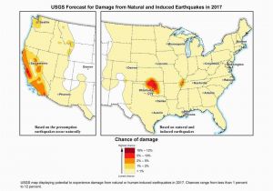 Usgs Earthquake Map Texas Usgs forecast for Damage From Natural and Induced Earthquakes In