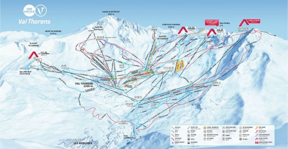 Val Thorens Map France Val Thorens Piste Map 2019 Ski Europe Winter Ski