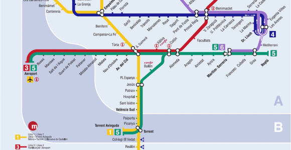 Valencia Spain Metro Map Valencia Metro Map Map Of the Underground System In Valencia Spain