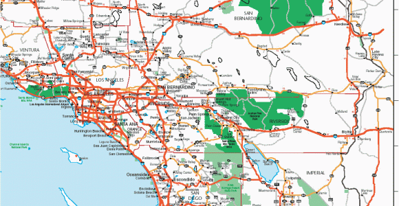 Van Nuys California Map Road Map Of southern California Including Santa Barbara Los