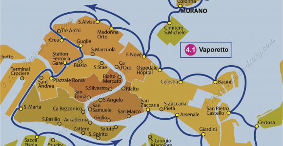 Venice Italy Airport Map Transport Vaporetto Waterbus Bus Lines Maps Venice Italy