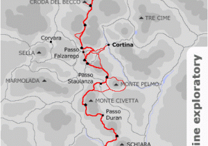 Via Ferrata Italy Map Map Showing the Route Of Alpine Exploratory S Alta Via 1 Walking