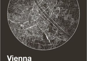 Vienna Italy Map Street Map Art City Print Vienna Austria Minimalist Map Of