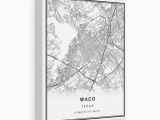 Waco On Texas Map Waco Map Canvas Print City Maps Wall Art Texas Gift Minimalistic