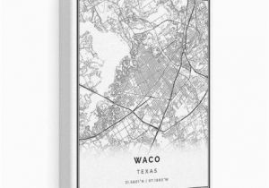 Waco On Texas Map Waco Map Canvas Print City Maps Wall Art Texas Gift Minimalistic