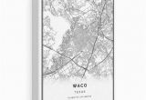 Waco Texas On A Map Waco Map Canvas Print City Maps Wall Art Texas Gift Minimalistic