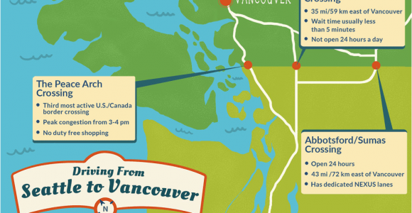 Washington Canada Border Map Seattle to Vancouver Canadian Border Crossing